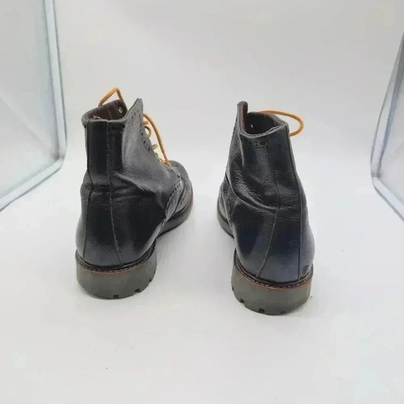 Black Leather Wing Tip Combat Boots Men's sz 12 by Floyd made in Portugal - Picture 6 of 10